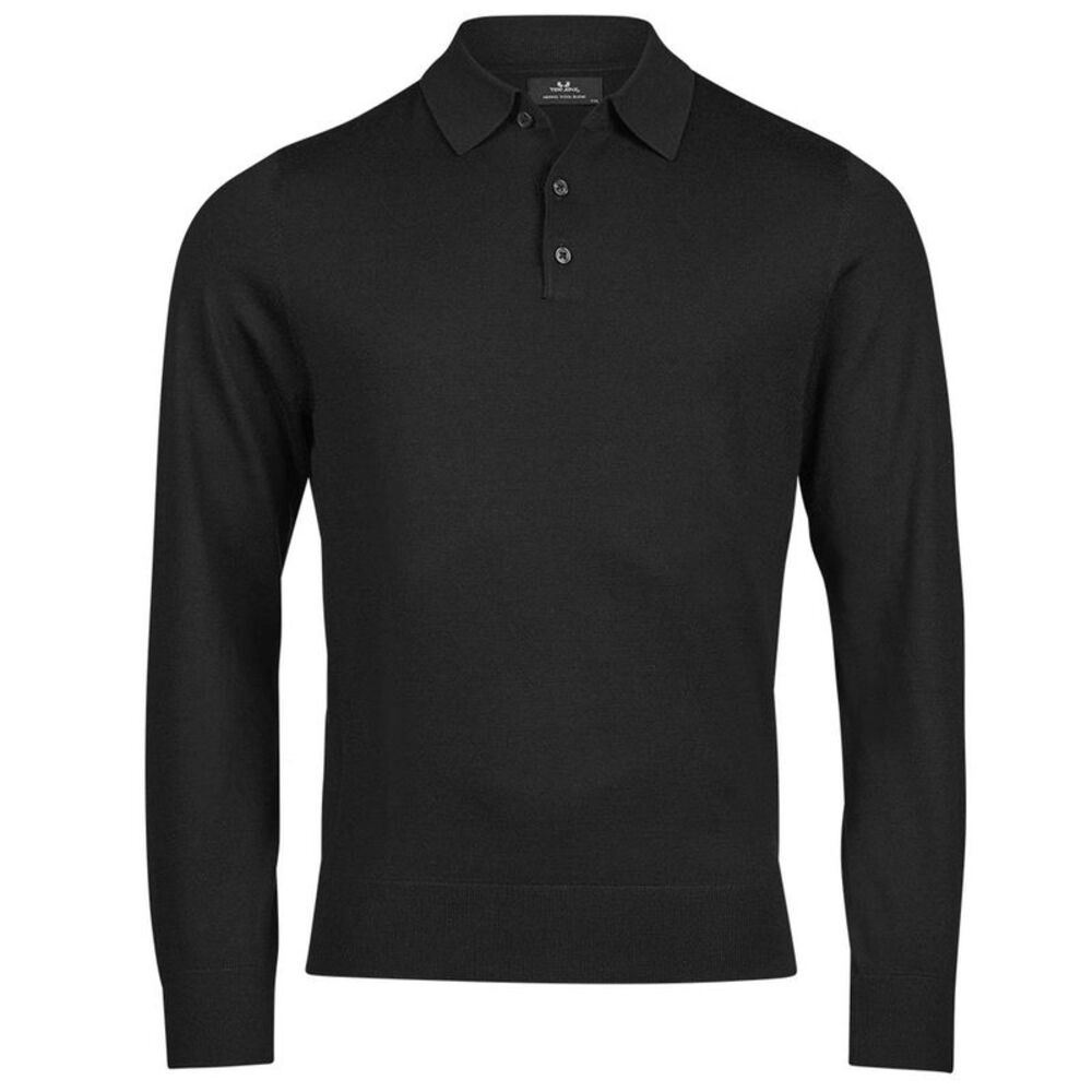 Tee Jays Mens Knitted Polo Shirt / Black
